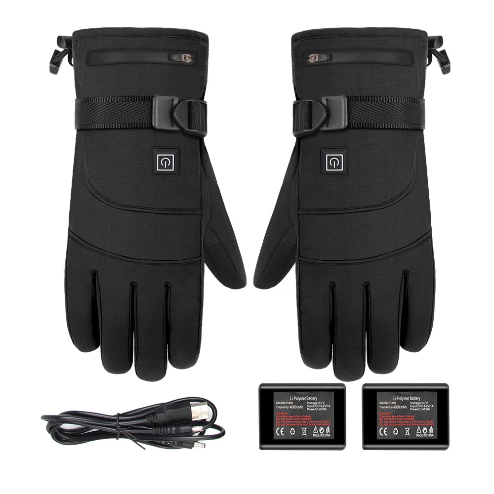 Winter Moto Cycling Electric Heated Gloves Touch Screen Rechargeable Heating The - £115.81 GBP