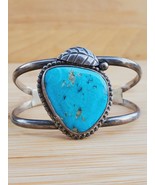 Navajo Turquoise Sterling Silver Cuff Bracelet 5.5in XS - £98.06 GBP