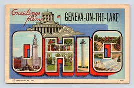 Large Letter Greetings From Geneva On The Lake Ohio OH Linen Postcard F19 - £2.13 GBP