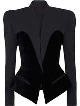 Womens Designer Velvet Patchwork Fitted Jacket - £78.78 GBP