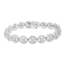 .925 Sterling Silver 1.0 Cttw Diamond Nested Circle Miracle Set Bracelet I-J, I3 - £286.08 GBP