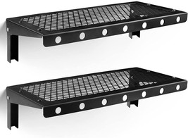 Sedesbon Floating Wall Shelves Set Of 2, Black Floating, Folding With Hooks. - £40.61 GBP