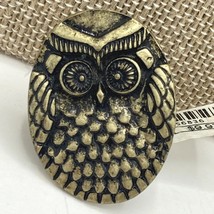 Antiqued Brass Tone Large Statement Owl Stretch Ring - £6.28 GBP