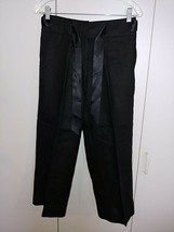 Talbots Ladies Pure Irish Linen Black Cropped PANTS-4-RIBBON Tie BELT-NWOT-NICE - £18.00 GBP