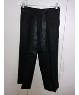 TALBOTS LADIES PURE IRISH LINEN BLACK CROPPED PANTS-4-RIBBON TIE BELT-NW... - $430.44 MXN