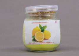 Yellow Lemon Scented 100% Soy Wax Candle 7oz Jar - £9.43 GBP
