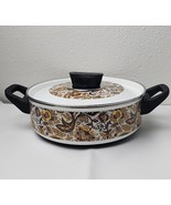 Vintag Fancipans Brown Paisley Enamel Pot  With Lid 3-Qt - $922.09 MXN