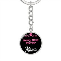 Dog Mom Keyring Kerry Blue Terrier Mama Circle Keychain Stainless Steel or 18k  - £30.32 GBP+