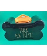 Rae Dunn Ceramic &quot;Trick for Treats&quot; Dog bone shape canister Black Artisa... - $19.79