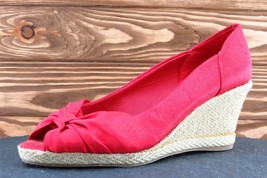 Life Stride Sz 7 M Red Open Toe Wedge Synthetic - £15.60 GBP