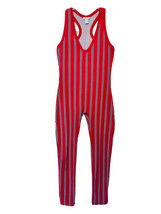 Capella Womens L Racerback Red White Navy Broad Stripe Soft Bodycon Jumpsuit - £10.43 GBP