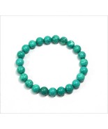 100% Natural Certified Green Turquoise Gemstone Beaded Bracelet  01 stan... - £42.68 GBP