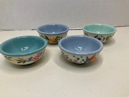 (4) The Pioneer Woman Floral Dipping Small Mini Bowls Sauce (2) Blue (2) Green - $26.48