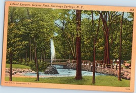 Island Spouter Geyser Park Saratoga Springs, New York Postcard 1951 - £7.84 GBP
