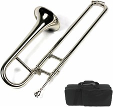 Brand New Nickel Plated Finish Bb Mini Trombone With Case And Mouthpiece. - £382.28 GBP