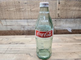 Vintage 1 Liter (33.8 ounce) Glass Coca-Cola Coke Bottle With Metal Lid ... - $18.79