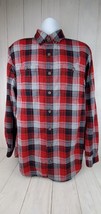 Duluth Trading Co Mens Trim Fit Flannel Shirt Size LT Large Tall Red Black Plaid - £21.49 GBP