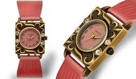 NEW Charles Latour 14028 Women&#39;s Petal Serious Pink/Gold Square Soft Cute Watch - £19.43 GBP