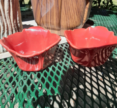 2 Pier One Red Petal Cups Dishes New Candy Nuts Trinket Valentines - £15.12 GBP