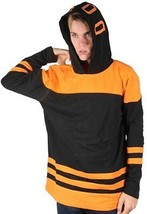 DOPE Couture Men&#39;s Black &amp; Orange Hockey Pullover Hoodie Hooded Sweater - £38.33 GBP