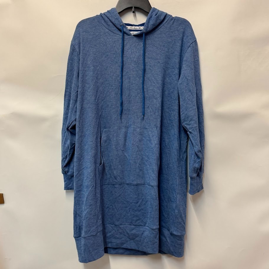 White Mark Womens Plus 1X Heather Blue Drawstring Sweatshirt PREOWNED A71 - $19.59