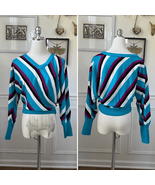 Vintage 80s Top Priority Teal Purple Dolman Sweater M - €23,48 EUR