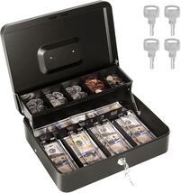 Portable Cash Box with 4 Bill Slots and Coin Tray - Perfect for Yard Sales - $53.41