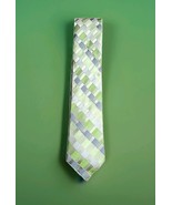 Van Heusen Mens 60&quot; Necktie 100% Silk Green Beige Geometric Pattern FREE... - €12,59 EUR