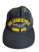 Vintage USS James K Polk Trucker Hat Cap Snapback SSBN 645 Black Made in... - £15.61 GBP
