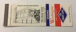 Vintage Matchbook Cover Matchcover Gray Line Bus US Tomb Of Unknown Soldier  DC - £2.54 GBP