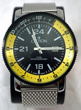 Croton Black/Yellow Dial All Stainless Steel Mesh Bracelet Date Model: C... - $149.99