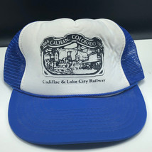 Snapback Trucker Hat Cap Vintage Strapback Blue Calhan Colorado Cadillac Railway - £6.30 GBP