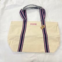 Victoria's Secret Pink Cotton Large Weekender Tote Bag Travel Pink Blue ... - $33.61