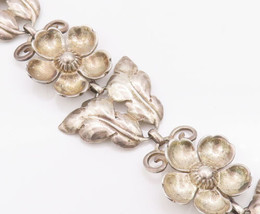 925 Sterling Silver Vintage Bracelet BAUR Solid Carved Flower &amp; Leaves  ... - $136.90