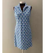 J. Mclaughlin Bedford Catalina Cloth Sheath Dress Size M Blue White Slee... - $39.48