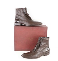 Mezlan Mercato Italian Calfskin Cordovan Leather Side Zip Boots Brown Me... - $217.75