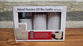 Hobnail Texture LED Flameless Flickering Battery-Operated Wax Candles w/ Remote! - £15.45 GBP