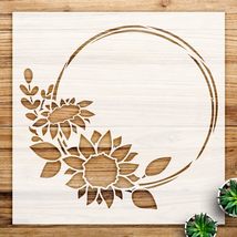 Circular Sunflower Geometric Monogram Frame Stencil for Walls and Crafts... - $14.69+