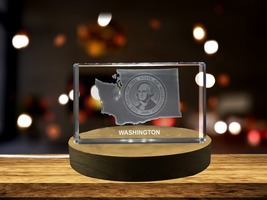 LED Base included | Washington State 3D Engraved Crystal 3D Engraved Crystal - £31.96 GBP+