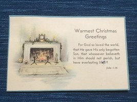 688A~ Vintage Postcard Warmest Christmas Greetings 1¢ Stamp Fireplace Jo... - £3.93 GBP