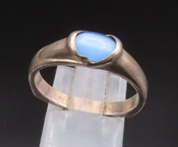 925 Sterling Silver - Vintage Blue Cat&#39;s Eye Dome Ring Sz 9 - RG25081 - £25.81 GBP
