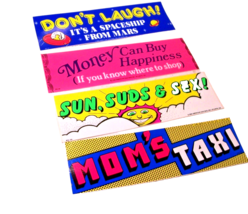 4 Genuine Vintage 80’s Funny Random Bumper Stickers Humor Copyright Made In Usa - £7.59 GBP