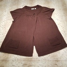 CATO Long Brown One Button Cardigan w Pockets Size L - $19.95