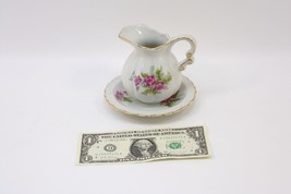 Vintage Diamond Fine China Small Pitcher and Saucer, Made in Korea, Signed - £21.58 GBP