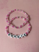 Set of 2 Handmade Beaded &quot;Barbie&quot; Stretch Bracelets for Girls 6&quot; - £8.01 GBP
