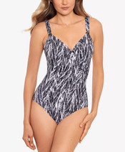 MIRACLESUIT One Piece Swimsuit Chevron Python Silver Grey Size 8 $198 - NWT - £56.02 GBP
