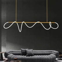 Modern Long Pendant Hose Led Chandelier in Gold or Black for Dining Living Room  - £313.66 GBP+