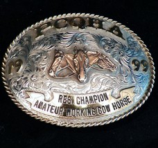Silverado Sterling Silver Overlay PCQHA Res Champion Am Working Cow Horse Buckle - £319.73 GBP