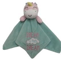 Baby Starters Unicorn Blanket Aqua Green Dream a Little Cloud Satin Ratt... - £15.68 GBP