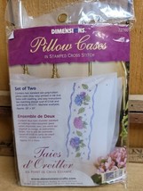 Dimensions Pillow Cases in Stamped Cross Stitch Hydrangea &amp; Ribbon 72760... - $24.12